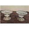 Image 1 : Vintage pair of glass and silver plated candle holders.  3" tall.