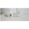 Image 1 : vintage Scottish terrier scotty dog glass candy container 4' long (some chips) plus swan trinket dis