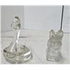 Image 3 : vintage Scottish terrier scotty dog glass candy container 4' long (some chips) plus swan trinket dis