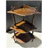 Image 1 : Vintage Wood Spindle Corner Hanging Standing Shelf 3 Tier Wood Table.