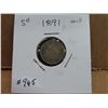 Image 2 : 1891 OBV 5  Canadian silver 5 cent VF-30