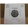 Image 1 : 1891 OBV 2 Canadian silver 5 cent VG-8