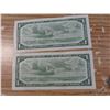 Image 2 : Pair of 1954 Canadian $1 consecutive bills