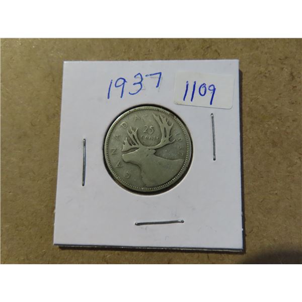 1937 Canadian silver quarter