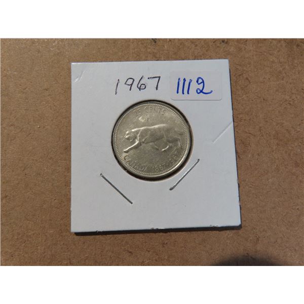 1967 Canadian silver quarter