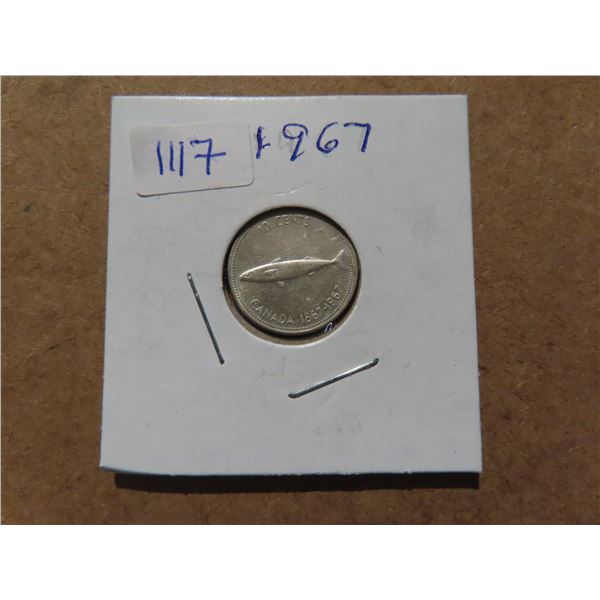 1967 Canadian silver dime