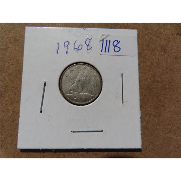 1968 Canadian silver dime