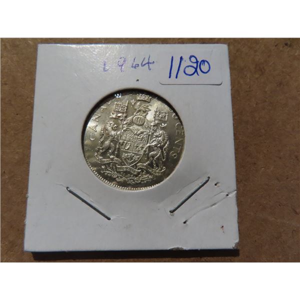 1964 Canadian silver half dollar