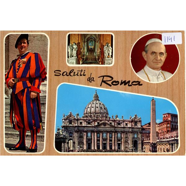 Post Card from the Vatican that depicts Pope Paul VI. Dated 1969. Used.