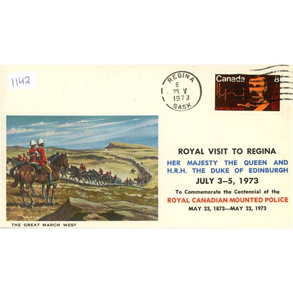 First Day Cover that celebrates the Royal Visit to Regina by Queen Elizabeth & Prince Philip in 1973
