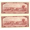Image 2 : 2x Sequential 1954 Canadian $2 Bills