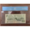 Image 2 : 1991 Canadian $20 Bill - CCCS  Graded, 2 digit Radar Serial #, Gem UNC-65