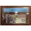 Image 1 : 2008 Canadian $10 Bill - CCCS Graded, Low Serial #, Changeover, Choice UNC-64