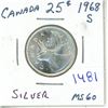 Image 1 : 1968 Canadian Twenty-Five Cent - Silver