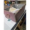 Image 2 : Handmade primitive box, red paint with manuals /farm equipment, calenders