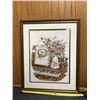 Image 1 : Pettipoint picture of piano and flowers. 25” (64 cm) tall x 20” (51.5 cm) wide. Ex