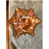 Image 2 : Raised Carnival glass dish. 6” (15.5 cm) wide x 5.25” (14 cm) tall. Excellent cond