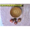Image 2 : Small weaved dish with 4 painted Ukrainian Easter eggs. Dish 5” (13 cm) diameter. All excel