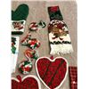 Image 3 : Christmas pair of matching oven mitts, hand towel with velcro fastening flap, Santa Claus tea towel,