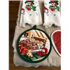 Image 4 : Christmas pair of matching oven mitts, hand towel with velcro fastening flap, Santa Claus tea towel,