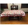 Image 1 : Long plastic Christmas tablecloth with cloth backing. 89” (226 cm) long x 51” (130