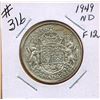 Image 1 : 1949 CANADIAN SILVER 50 CENT COIN - Narrow Date