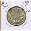 Image 1 : 1951 CANADIAN SILVER 50 CENT COIN - Narrow Date