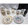Image 1 : Coat of arms plate, seattle plate, prairie lily coffee mugs, misc. vases.
