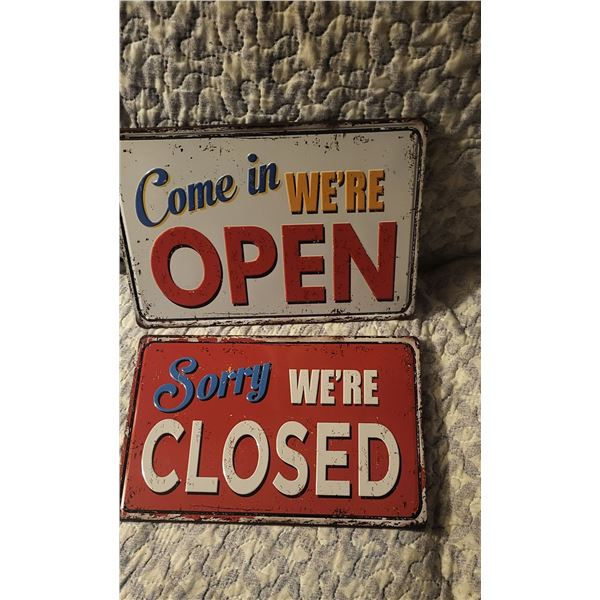 2 tin signs