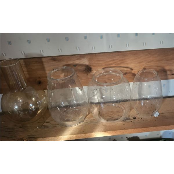 4 vintage lamp chimneys