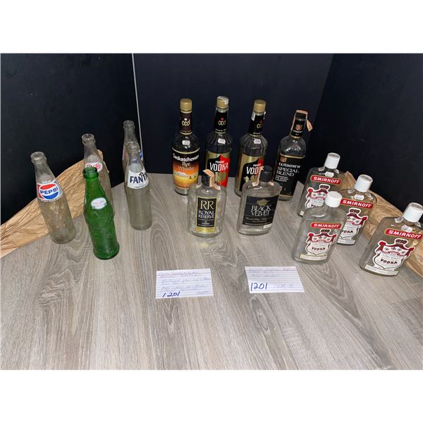 Empty spirits bottles - 5 pop bottles
