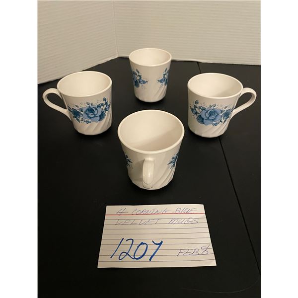 4 Corning Blue Velvet mugs