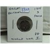 Image 1 : Great Britain. 1914 Silver 3 Pence. Issued during the first year of World War I. VG.