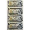 Image 1 : Four Sequential 1973 Canadian Dollar Bills