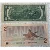 Image 2 : Canadian and US 2 Dollar Bills