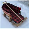 Image 2 : Baby & Kids' Traditional Vintage Style Wooden Winter Sleigh/Sled & Seat Pad