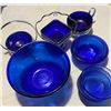 Image 2 : Cobalt Blue Glassware - bowls, cream, sugar - 8 pieces