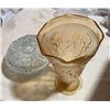 Image 1 : Iris & Herringbone Vase with Glass Cover Dish - Depression