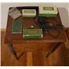 Image 5 : Singer electric sewing machine with all attachments in sewing cabinet - works