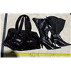 Image 1 : Ladies High Top Black Patern Boots and Missco Girl Black Purse.