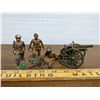 Image 1 : vintage metal cannon with 3 soldiers