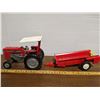 Image 1 : ertl mf 275 tractor and red manure spreader