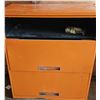 Image 2 : orange metal cabinet with 3 up sliding doors and HI-Vis vest - 36"x18"x42"H