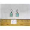 Sterling Silver Square Shaped Ear Rings with Turquoise Stones in them