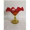 Image 3 : red and yellow candy dish on pedestal 6.5x6"