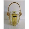Image 1 : Walther Kristall yellow glass basket w/ handle 8.5"H