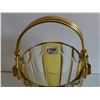 Image 5 : Walther Kristall yellow glass basket w/ handle 8.5"H