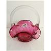 Image 1 : vintage cranberry glass basket with clear handle