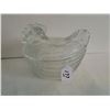 Image 1 : large clear glass hen on the nest 7x4.5x5"H