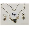 Image 1 : gold filled 12K necklace earring set w/ black diamonds - 8g